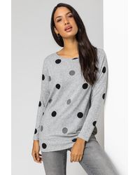 Roman - Polka Dot Blouson Long Sleeve Jersey Tunic Top - Lyst