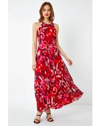 Roman - Swirl Print Pleated Maxi Dress - Lyst