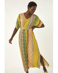 Roman - Boho Stripe V-Neck Maxi Dress - Lyst
