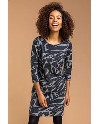 Roman - Abstract Animal Print Shift Dress - Lyst