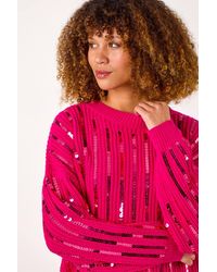 Roman - Striped Sequin Knitted Jumper - Lyst