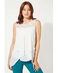 Roman - Lace Yoke Asymmetric Vest Top - Lyst