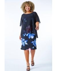 Roman Curve - Chiffon Overlay Floral Dress - Lyst