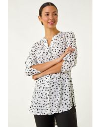 Roman - Spot Print V-Neck Button Blouse - Lyst