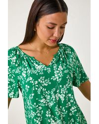 Roman - Textured Ditsy Floral Print Stretch Top - Lyst