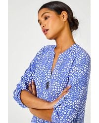 Roman - Longline Button Detail Abstract Spot Tunic Top - Lyst