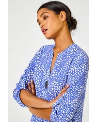 Roman - Longline Button Detail Abstract Spot Tunic Top - Lyst
