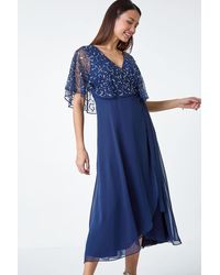 Roman - Sequin Embellished Maxi Wrap Dress - Lyst