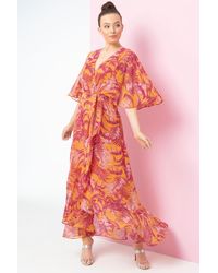 Roman Chiffon Wrap Maxi Dress in Lilac ...