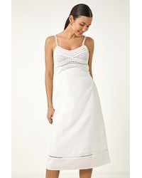 Roman - Lace Panel Strappy Midi Dress - Lyst