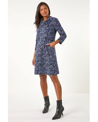 Roman - Abstract Cowl Tab Detail Dress - Lyst