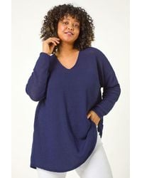 Roman Curve - Textured Knit V-Neck Tunic - Lyst