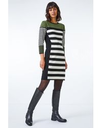 Roman - Colour Block Stripe Knitted Shift Dress - Lyst