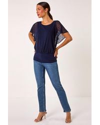 Roman - Printed Burnout Bubble Hem Top - Lyst