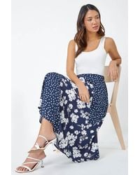 Roman - Mixed Floral Spot Print A Line Midi Skirt - Lyst