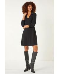 Roman - Crepe Short Dress - Lyst