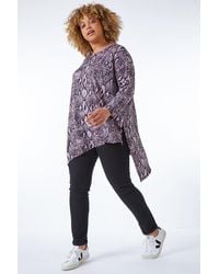 Roman Curve - Snake Print Hanky Hem Tunic Top - Lyst