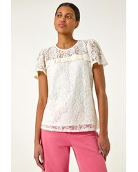 Roman - Lace Frill Top - Lyst