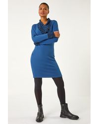 Roman - Overlap V-Neck Knit Dress - Lyst