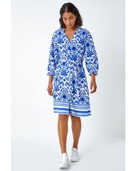 Roman - Abstract Border Print Shirt Dress - Lyst