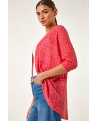Roman - Cotton Crochet Tunic Cardigan - Lyst