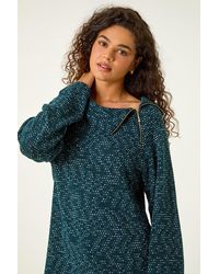 Roman - Printed Side Split Zip Stretch Top - Lyst