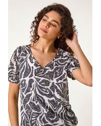 Roman - Floral Burnout Print Blouson Top - Lyst