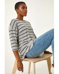 Roman - Striped Jersey Knit Top - Lyst