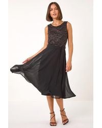 Roman - Lace Bodice Knee Length Dress - Lyst