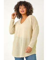 Roman Curve - Textured Knit V-Neck Tunic - Lyst