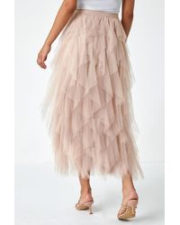 Roman - Elastic Waist Mesh Layered A Line Skirt - Lyst