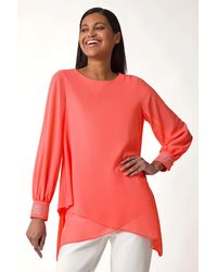 Roman - Hotfix Detail Asymmetric Hem Top - Lyst