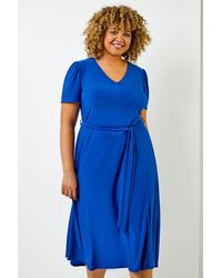 Roman Curve - Plain Fit And Flare Midi Dress - Lyst