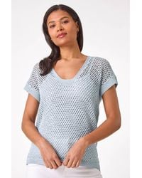 Roman - Double Layer Open Knit Top - Lyst