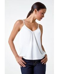 Roman - Gathered V-Neck Stretch Vest Top - Lyst