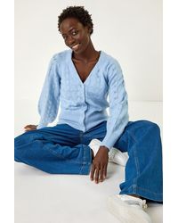 Roman - Pointelle Detail Knit Cardigan - Lyst