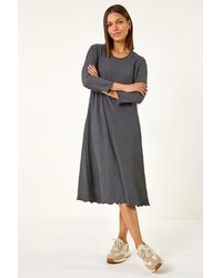 Roman - Textured A-Line Stretch Midi Dress - Lyst