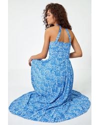 Roman - Ditsy Floral Halter Neck Maxi Dress - Lyst