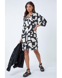 Roman - Abstract Pocket Detail Cocoon Shirt Dress - Lyst