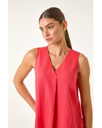 Roman - Textured Pleat Front Vest Top - Lyst