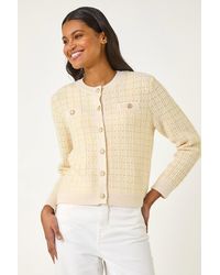 Roman - Check Textured Button Knit Cardigan - Lyst