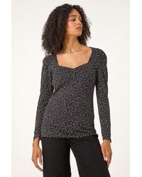 Roman - Sweetheart Neck Polka Dot Top - Lyst