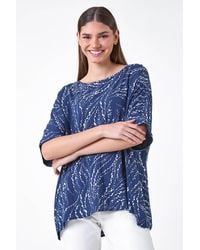 Roman - Metallic Foil Button Back Oversized T-Shirt - Lyst