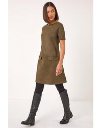 Roman - Suedette Button Shift Stretch Dress - Lyst