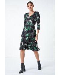 Roman - Floral Button Frill Dress - Lyst