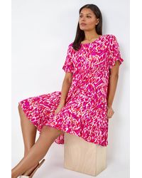 Roman - Abstract Print Tiered Smock Dress - Lyst