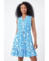 Roman Petite - Ditsy Floral Frill Hem Shirt Dress - Lyst