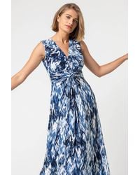 Roman - Abstract Print Twist Front Ruched Maxi Dress - Lyst