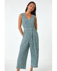 Roman Petite - Ditsy Crinkle Crop Jumpsuit - Lyst