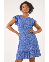 Roman Petite - Paisley Print Frill Tea Dress - Lyst